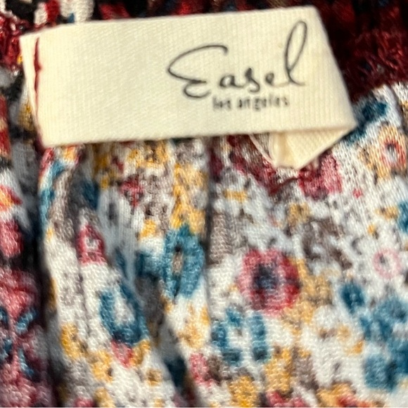 Easel Romper Off Shoulder Multicolor Floral Patchwork Size Large - Picture 3 of 4